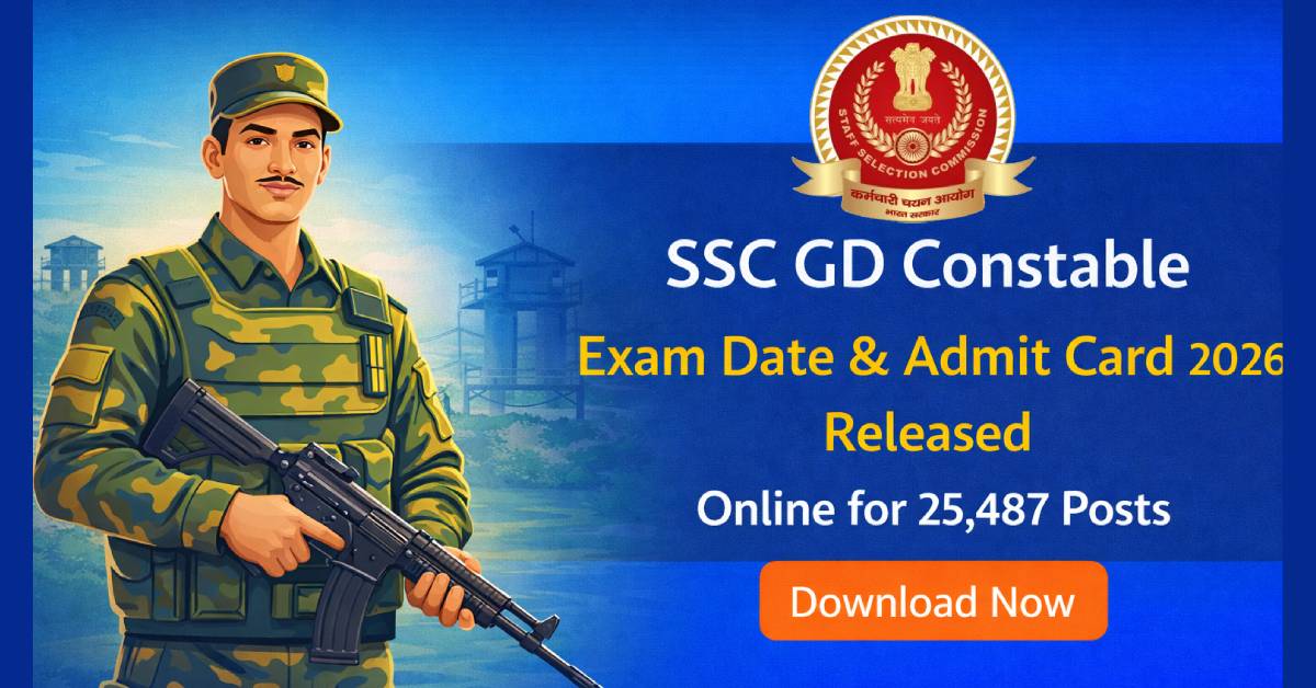 The SSC GD Constable Exam Date and Admit Card for 2026 have been released online for 25,487 posts.